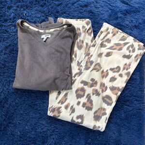 NWT Sonoma Charcoal Top and Animal Print Pants Set XS